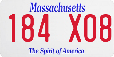 MA license plate 184XO8