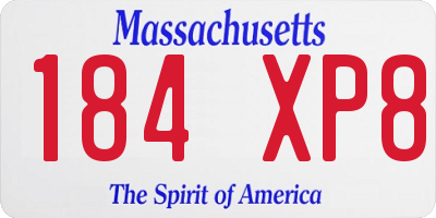 MA license plate 184XP8