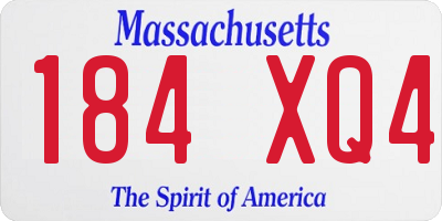 MA license plate 184XQ4