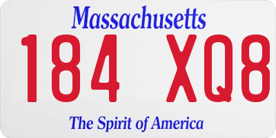 MA license plate 184XQ8
