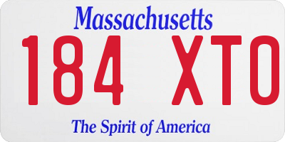 MA license plate 184XT0