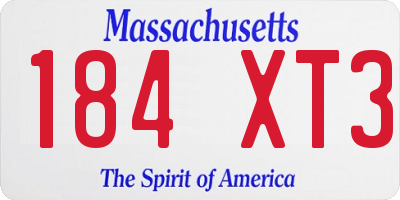 MA license plate 184XT3