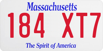 MA license plate 184XT7
