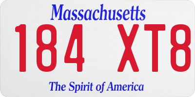 MA license plate 184XT8