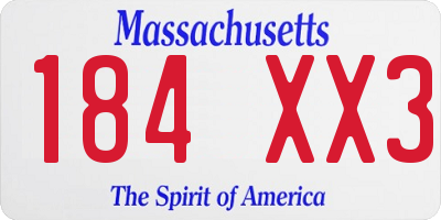 MA license plate 184XX3
