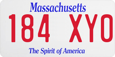 MA license plate 184XY0