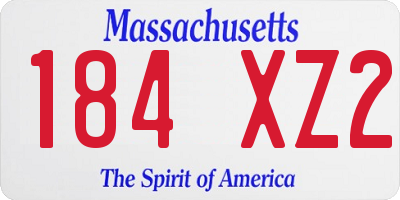 MA license plate 184XZ2
