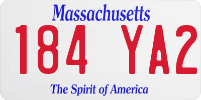 MA license plate 184YA2