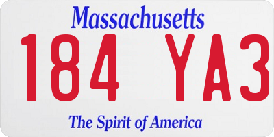 MA license plate 184YA3