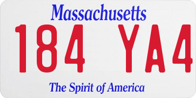 MA license plate 184YA4