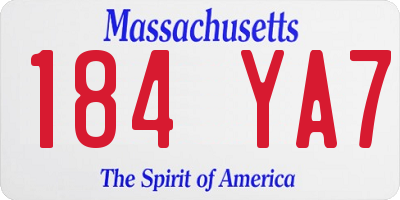 MA license plate 184YA7