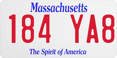 MA license plate 184YA8