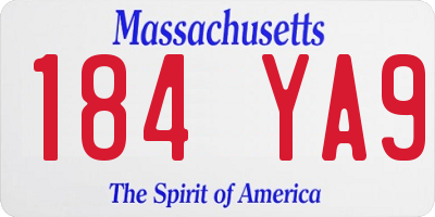 MA license plate 184YA9