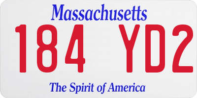 MA license plate 184YD2