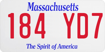 MA license plate 184YD7