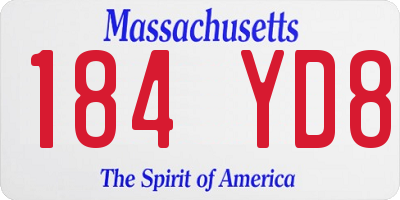 MA license plate 184YD8