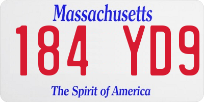 MA license plate 184YD9