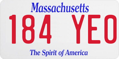 MA license plate 184YE0