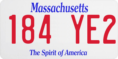 MA license plate 184YE2