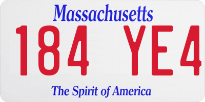 MA license plate 184YE4