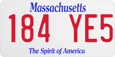 MA license plate 184YE5