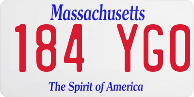 MA license plate 184YG0