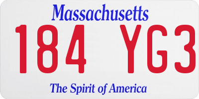 MA license plate 184YG3