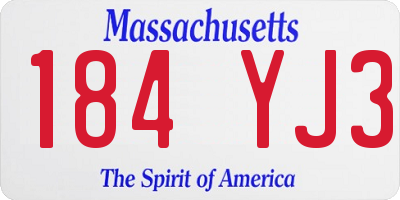 MA license plate 184YJ3