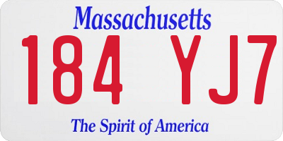 MA license plate 184YJ7
