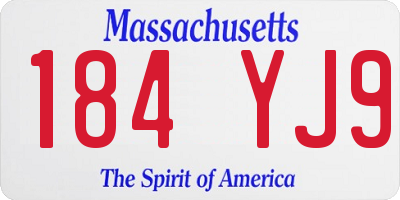 MA license plate 184YJ9
