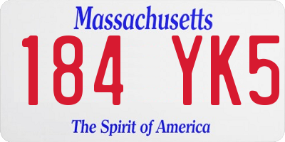 MA license plate 184YK5