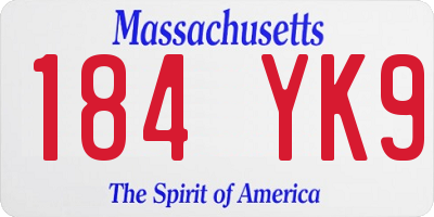 MA license plate 184YK9