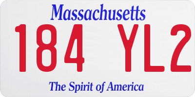 MA license plate 184YL2