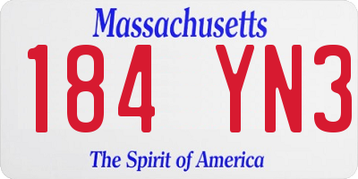 MA license plate 184YN3
