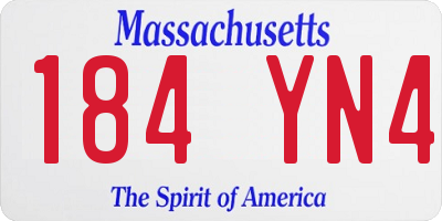 MA license plate 184YN4