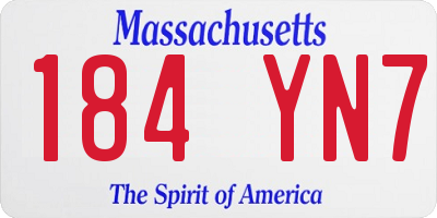 MA license plate 184YN7