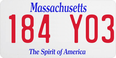 MA license plate 184YO3