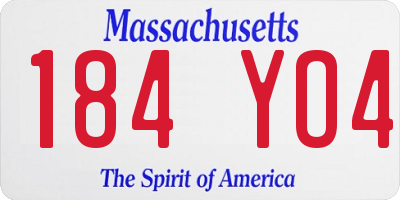 MA license plate 184YO4
