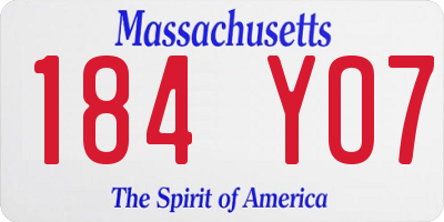 MA license plate 184YO7