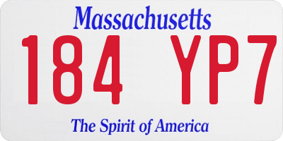 MA license plate 184YP7