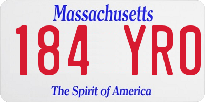 MA license plate 184YR0