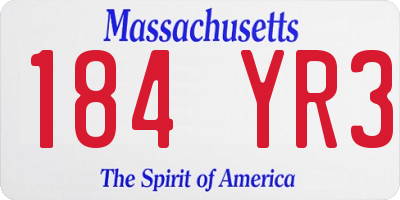 MA license plate 184YR3