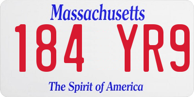 MA license plate 184YR9