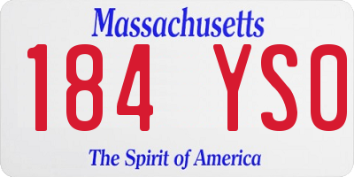 MA license plate 184YS0
