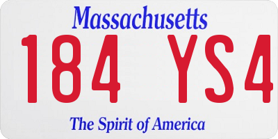 MA license plate 184YS4