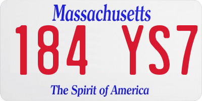 MA license plate 184YS7