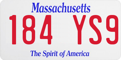MA license plate 184YS9