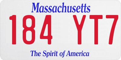 MA license plate 184YT7