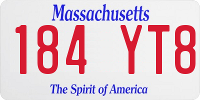 MA license plate 184YT8