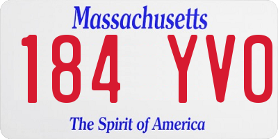 MA license plate 184YV0